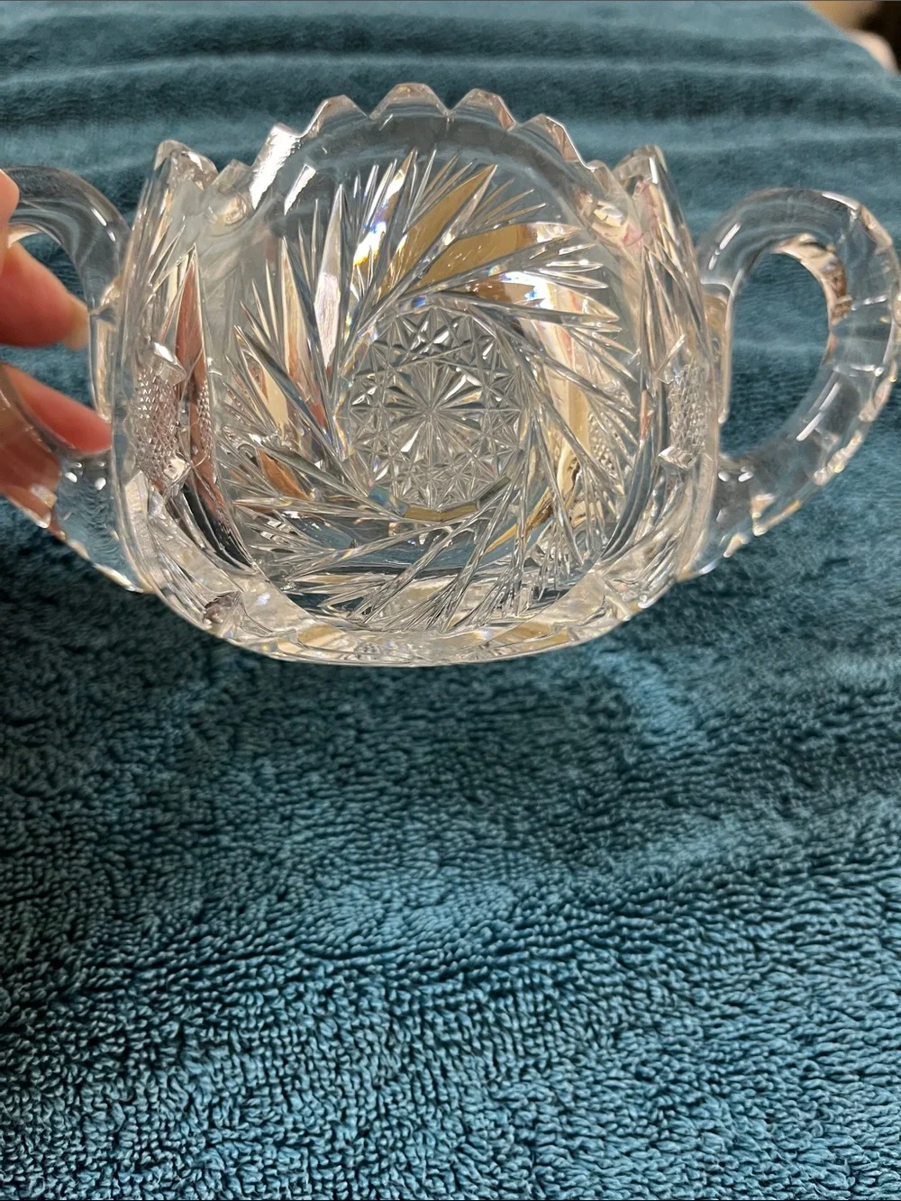 American Brilliant Period cut glass sugar bowl.